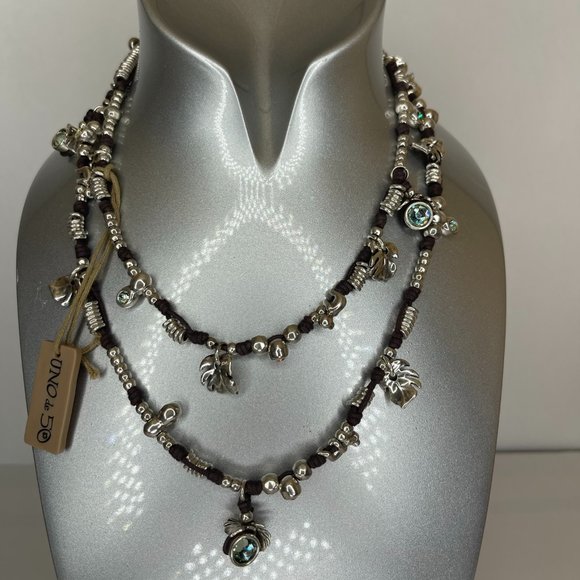 *NEW* BEADED LEATHER NECKLACE UNO DE 50